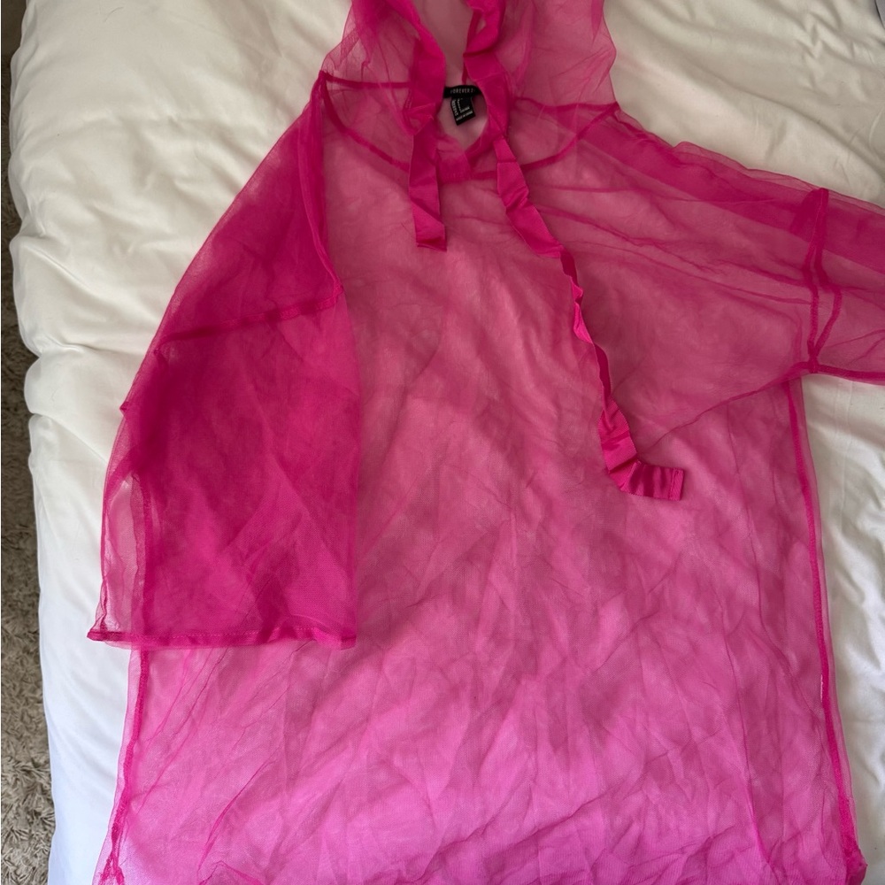 Vibrant Pink Sheer Cover-Up
